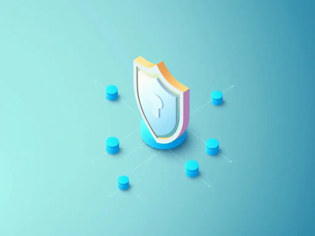 A conceptual image representing a secure network with interconnected nodes, symbolizing comprehensive risk management and data protection.